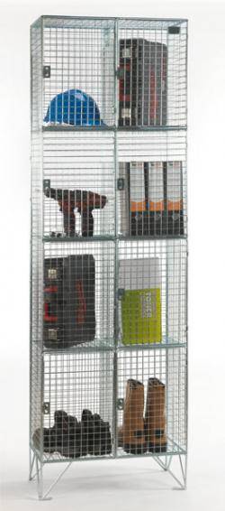 Wire Mesh Lockers - 4 Door 305mm Deep Warehouse Ladder
