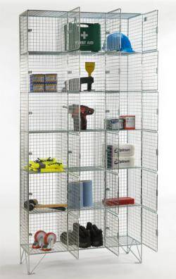 Wire Mesh Lockers - 6 Door 305mm Deep